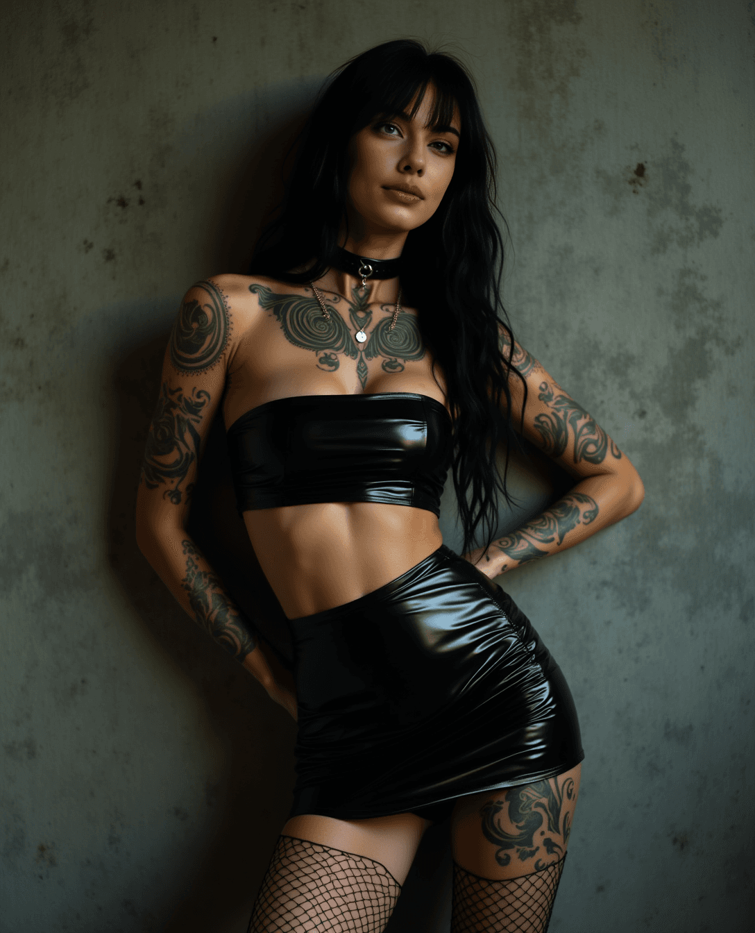 AI generated: {"6": {"inputs": {"text": "High fashion editorial photoshoot, of a slender woman with black hair, st...