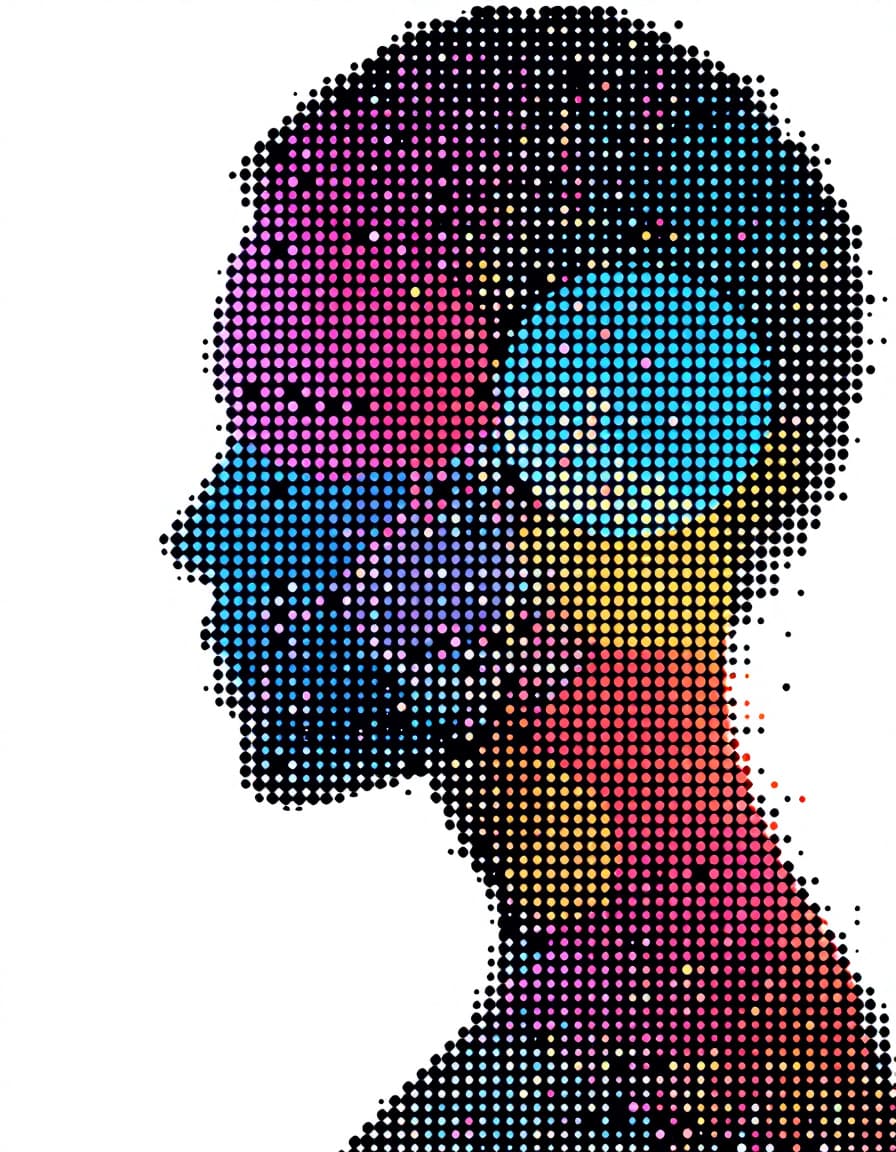 AI generated: dot matrix, geometric art, digital dot, vector graphics, front view of abstract  arranged in geometr...