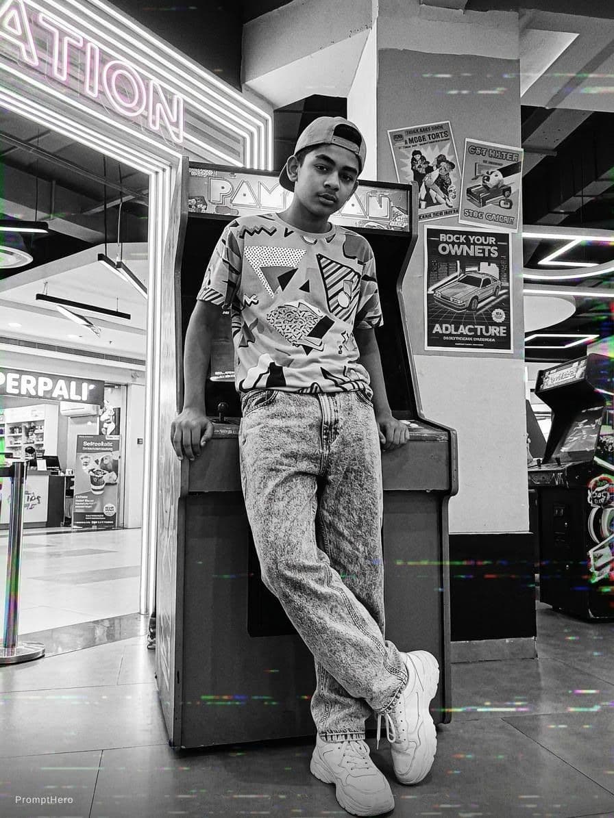 AI generated: Kooky portraits of 90’s mall teens in retro clothing, shot on VHS