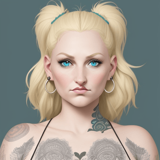AI generated: In front create the image of a 31-year-old woman.1.64 meters tall. She has a nose and septum piercin...