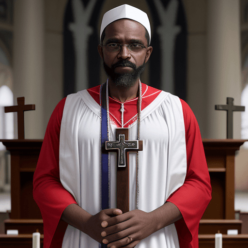 AI generated: Imagem de um homem mulato da raça angolana, vestido com batina do século 18, de cerca de 30 anos de ...