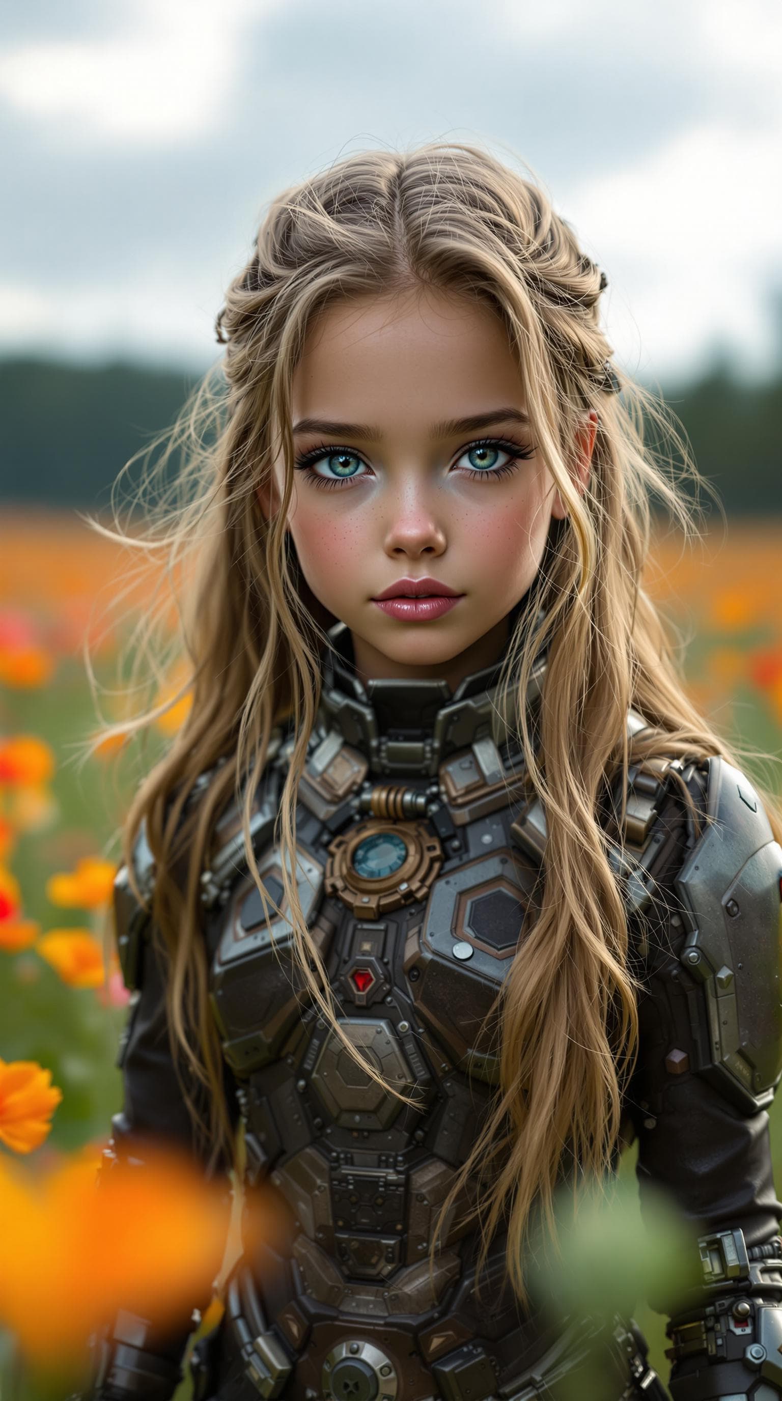 AI generated: a professional photo of a exceptionally beautiful girl in the world, (age 7), (seven year old) of th...