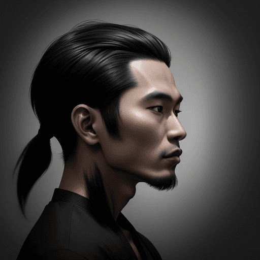 AI generated: photography, side view, imagine a portrait visual, contrast, profile of origin aisian laos man model...