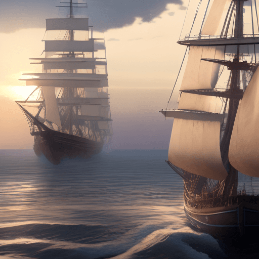 AI generated: Photo of a ultra realistic sailing ship, dramatic light, pale sunrise, cinematic lighting, battered,...
