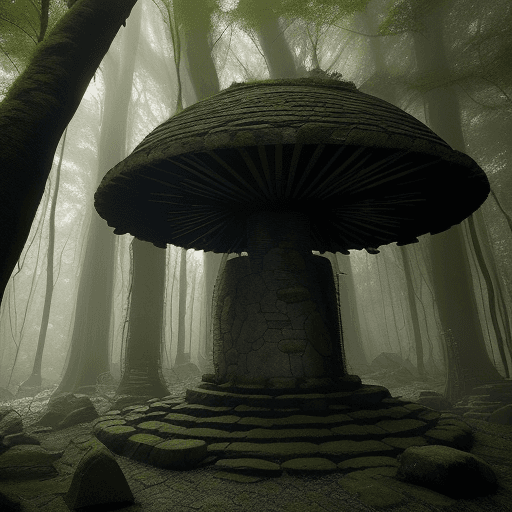 AI generated: In the heart of an ancient, overgrown forest, a hidden stone wall bore the enigmatic symbol of a win...