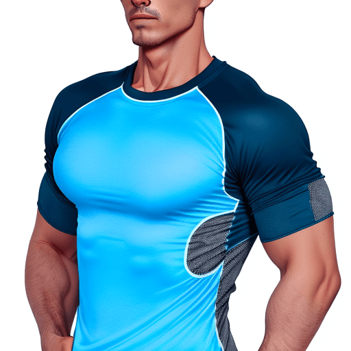 AI generated: a gray short-sleeved training shirt, comfortable and light to train as well as possible, with a 3-li...