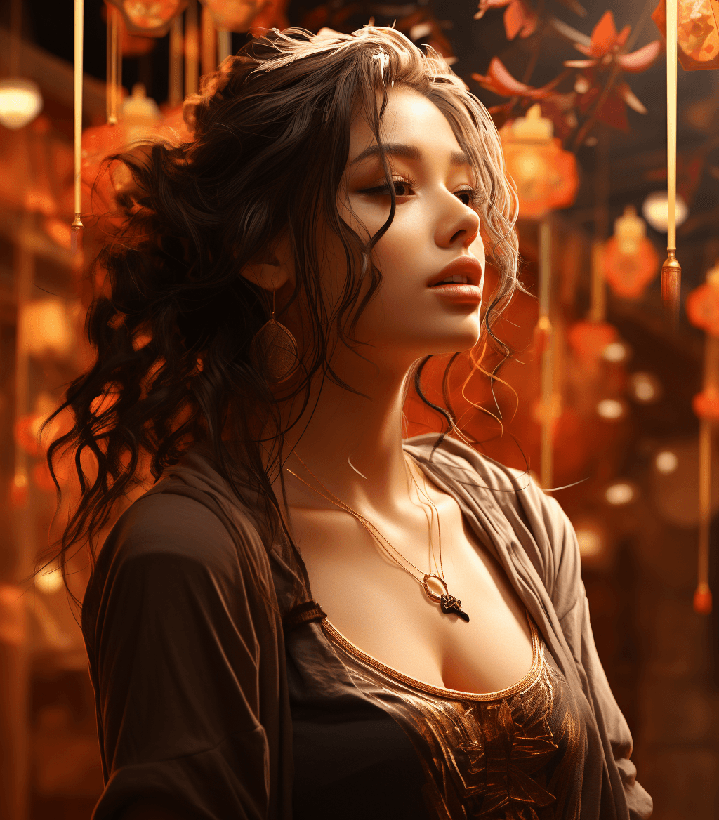 AI generated: beauty with lips wallpaper for desktop phone pc iphone, in the style of unreal engine 5, photorealis...