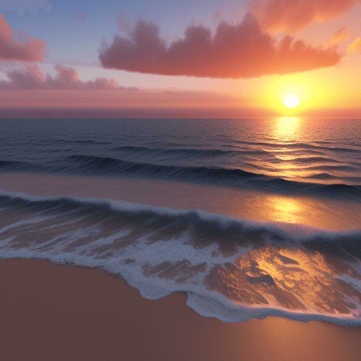 AI generated: paisaje de mar atardecer 3d