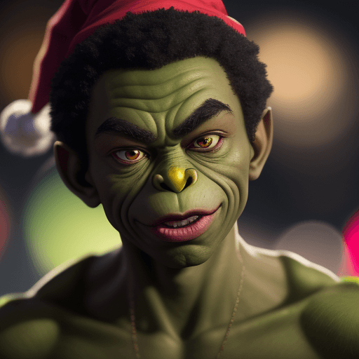 AI generated: Portrait of the Grinch Miles Morales::2 Photorealism, Bokeh blur, High detail::1. 5 + Sony Alpha α7,...