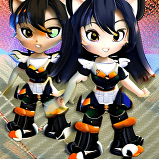 AI generated: Cute Furry Girl, Black Hair, Ponytail, White Skin, Orange Eyes, Black Casual Outfit, Anthropomorphic...