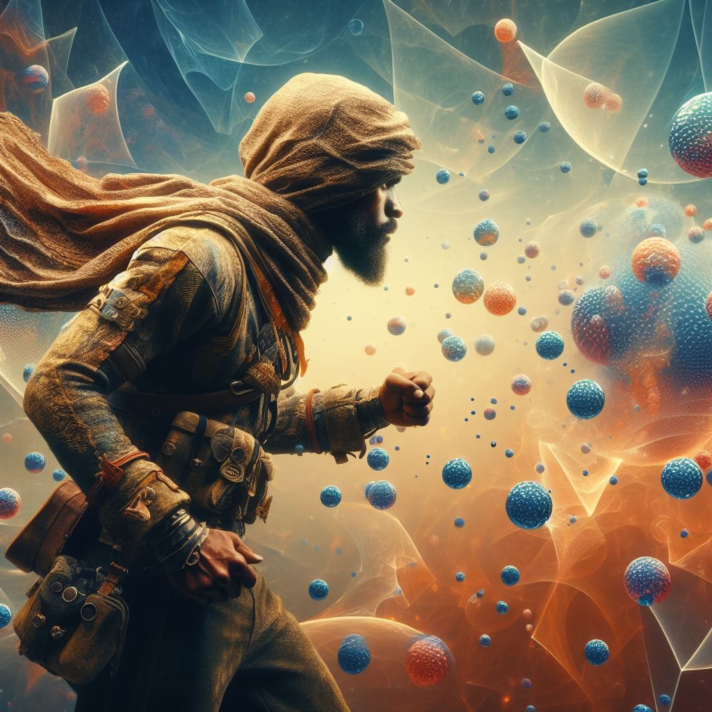 AI generated: Nomad fighter, high resolution digital art great details award winning image fantasy people, big bub...