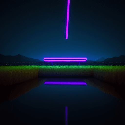AI generated: Alternative Earth，Anti-gravity, neon lights, rectangular light fixtures in the sky, straw, midnight,...