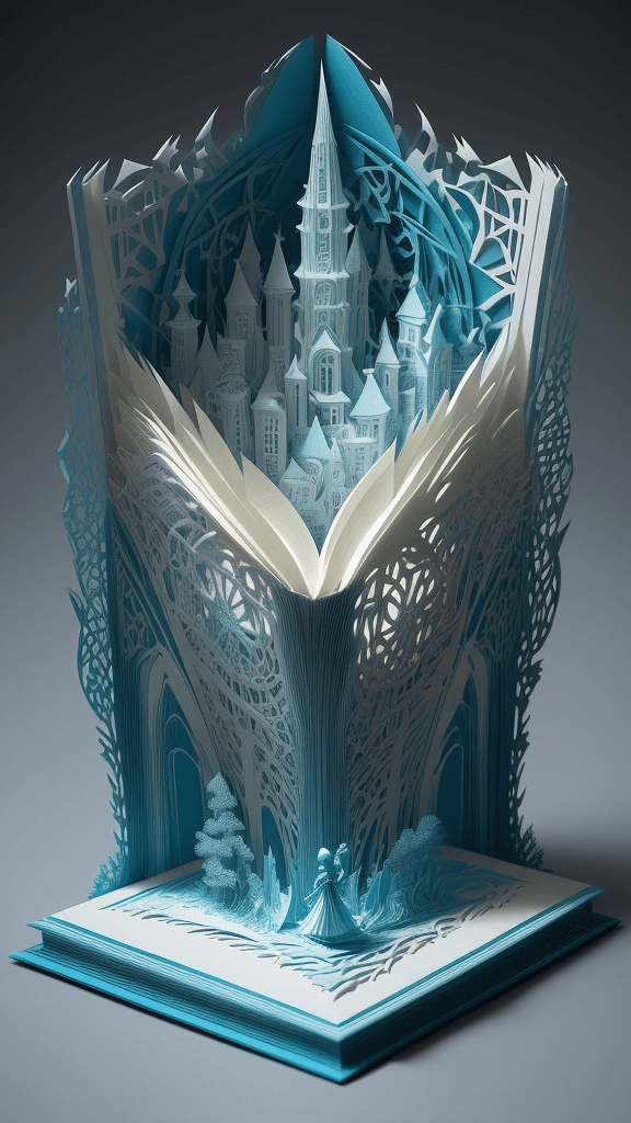 AI generated: a mesmerizing open book 3D paper cut art that defies the boundaries of imagination. Bring the magica...