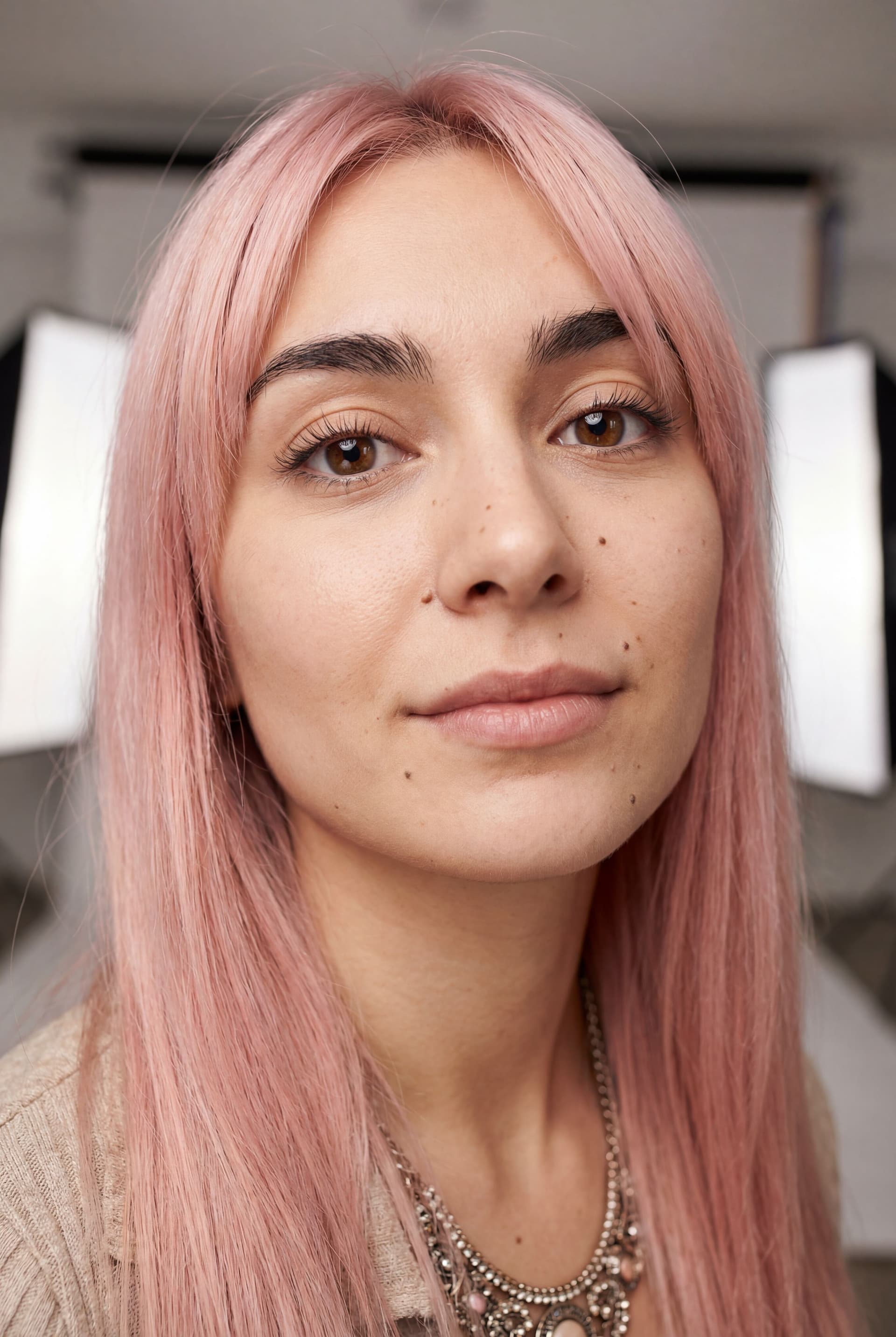 AI generated: Photorealistic close-up portrait angle stomach upwards of a female fashion model,
approximately 25 y...