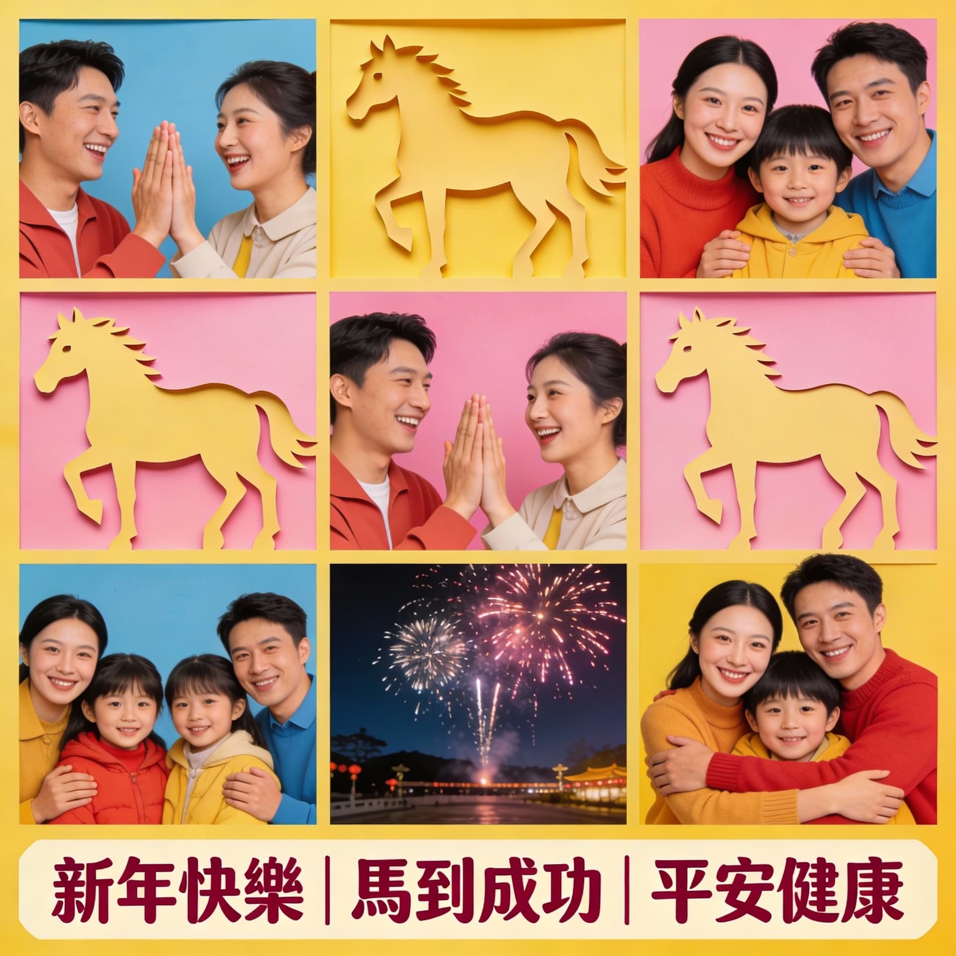 AI generated: Make a 60s cheerful Year of the Horse 2026 greeting. Bright, upbeat, snappy editing with light humor...