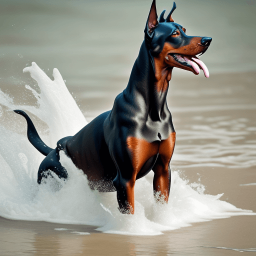 AI generated: DOBERMAN REAL CON ESPUMA EN LA BOCA SENTADO ENCIMA DE UNA MANO