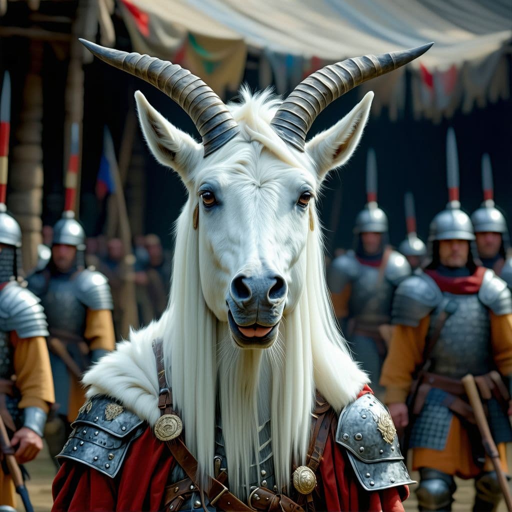 AI generated: centaur in the war site, in the style of Unreal Engine 5, caricature-like illustrations, exaggerated...