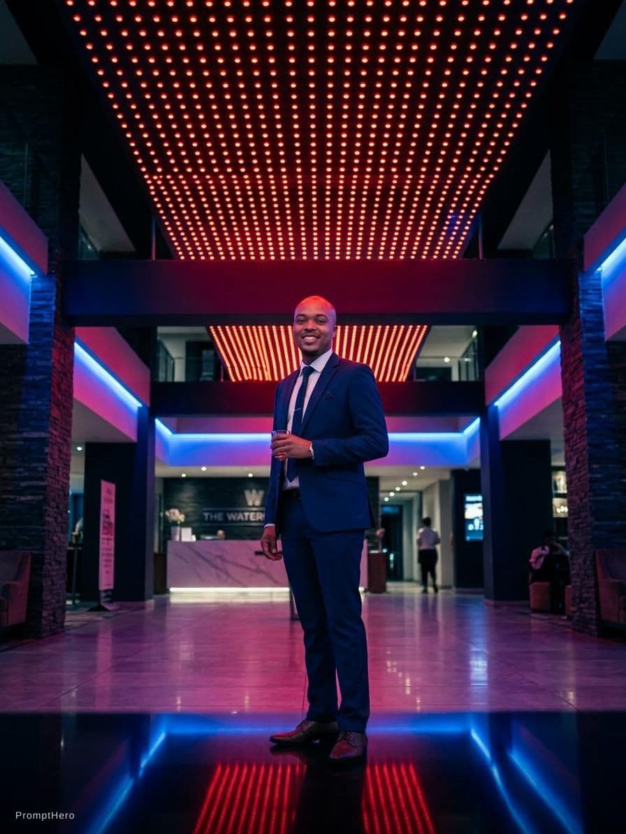 AI generated: cinematic, moody image, featuring the man in the uploaded image, formal stylish clothes, in front of...