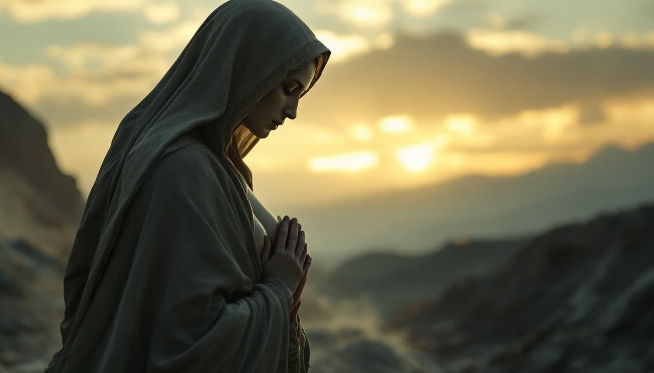 AI generated: Photo of a ultra realistic virgin mary without clothes, (nude1:2), dramatic light, pale sunrise, cin...