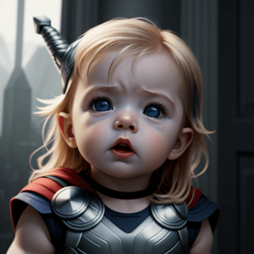 AI generated: Dramatic baby thor
