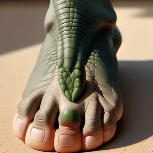 AI generated: a human foot that looks like a dinosaur's foot