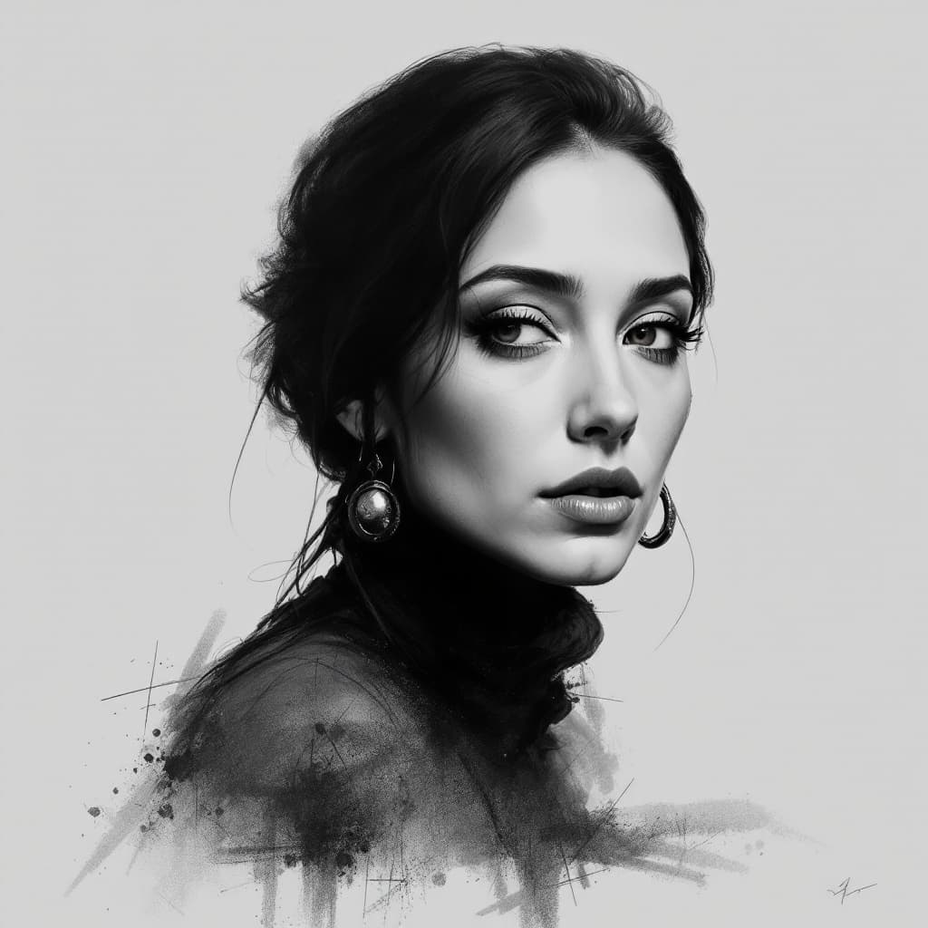 AI generated: charcoal woman drawing
