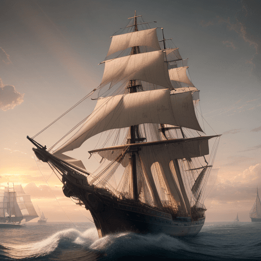 AI generated: Photo of a ultra realistic sailing ship, dramatic light, pale sunrise, cinematic lighting, battered,...
