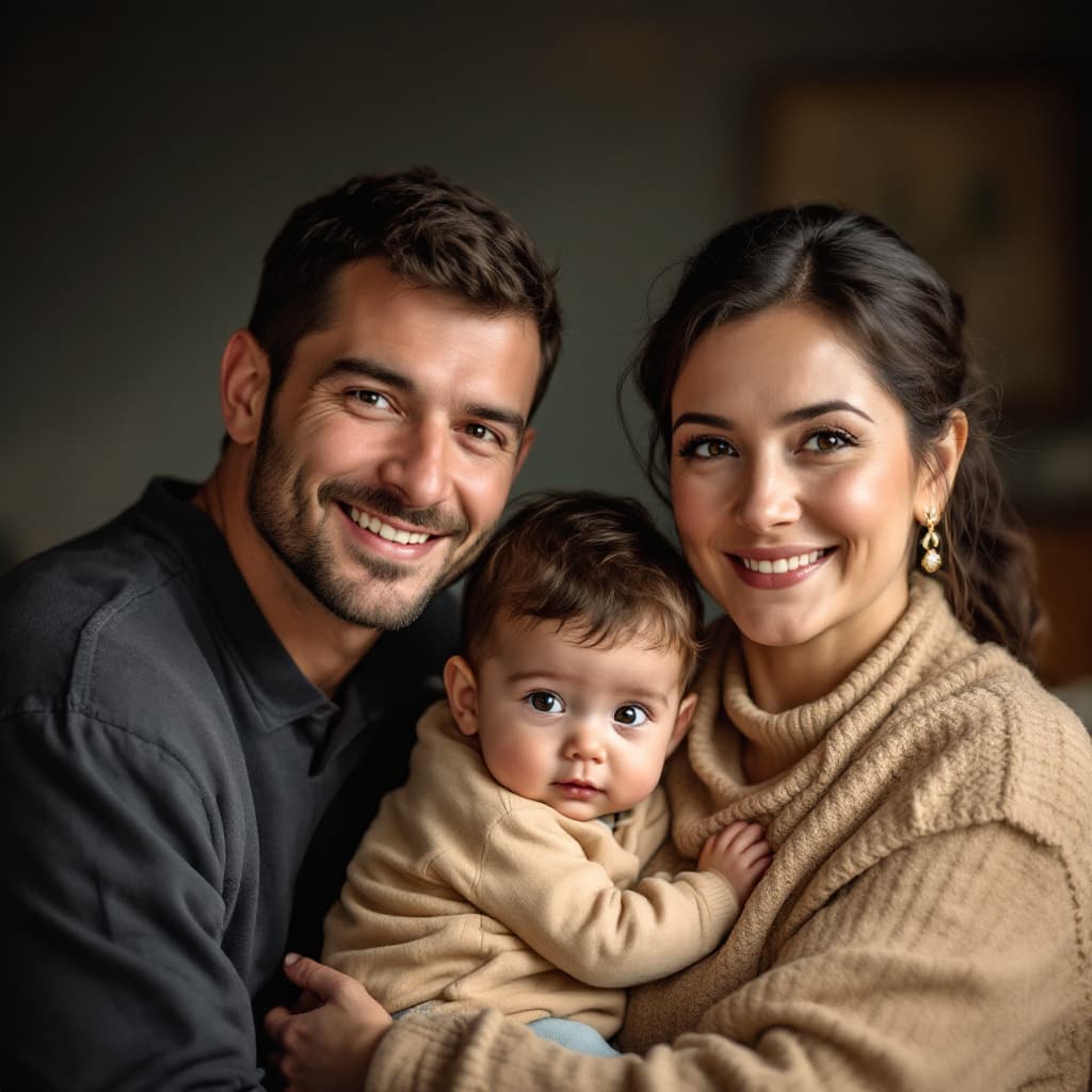 AI generated: a child with his two parents