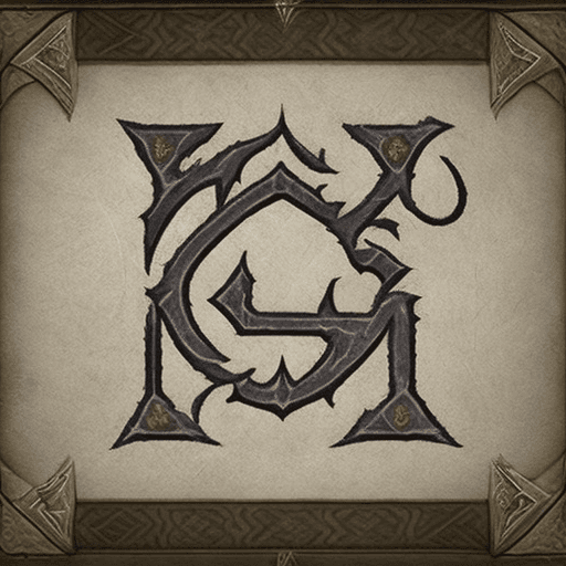 AI generated: Write the word "Leagues" in a way that matches the style of an item called "V sigil (e)" from the vi...