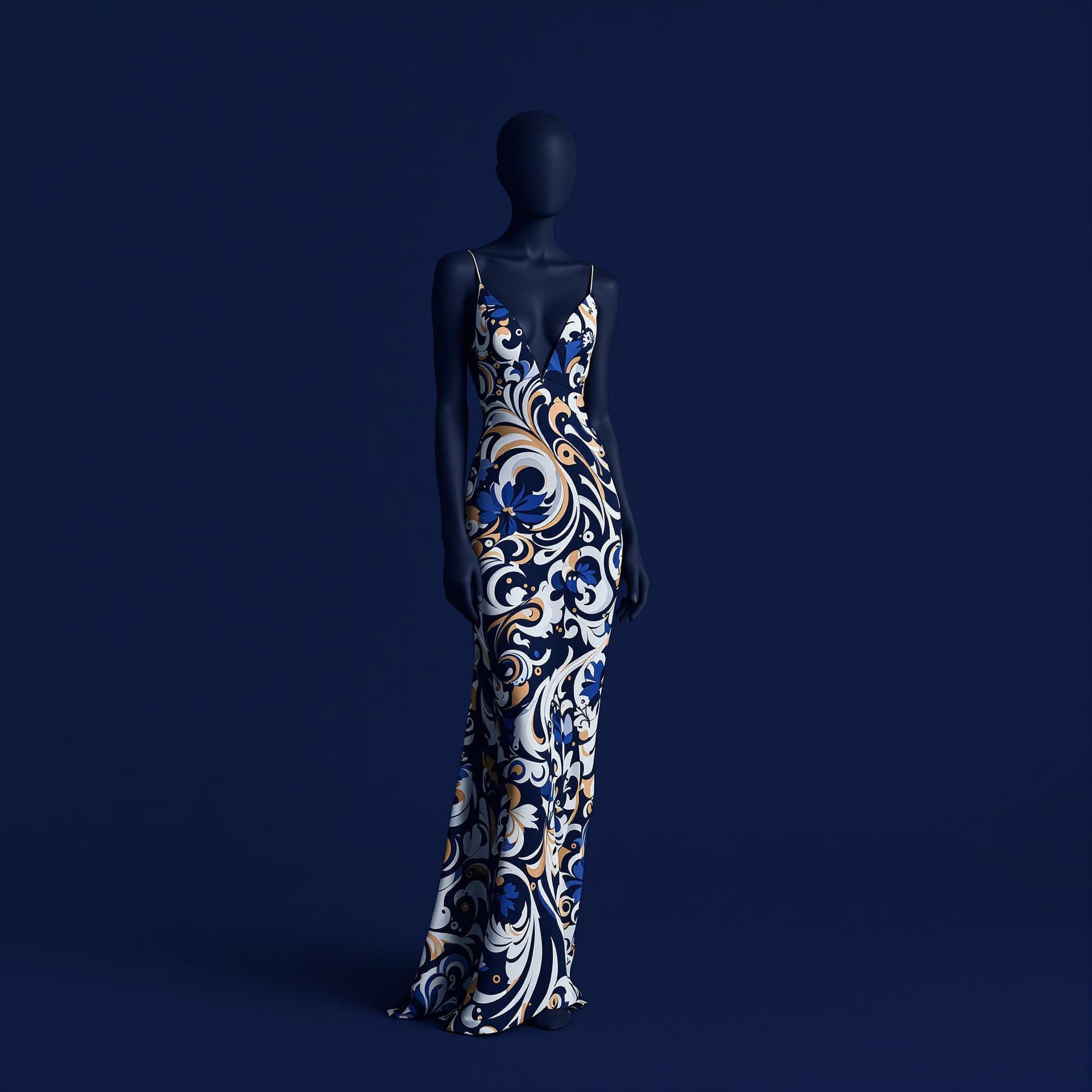 AI generated: Design a textile inspired by Urban Street life today. Create an elegant and sophisticated dress from...