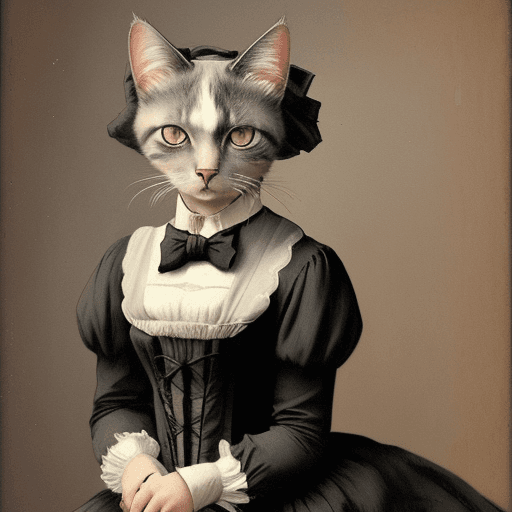 AI generated: A cat in Victorian clothing, in the style of Edgar degas