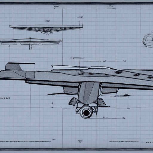 AI generated: technical drawing, blueprint, schematic::1.5 dron  fighter , paper background, detailed --s 1250 lik...