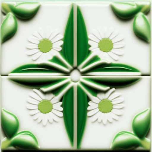 AI generated: 	3D white green pink daisies—tile—ar3:2