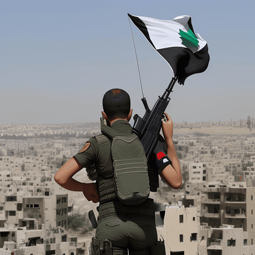 AI generated: /Imagine prompt , gaza City Palestine, avion avec drapeau Amérique et Israël, lance des fusil, fusil...