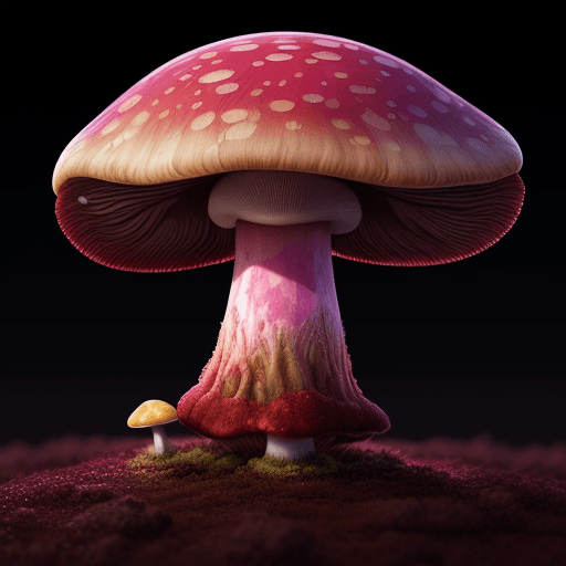 AI generated: High resolution photography of a mushroom planet, colorfule magic in the air, 8k