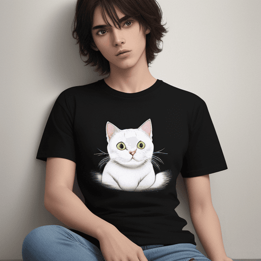 AI generated: cat wearing Acturis printed t shirt

