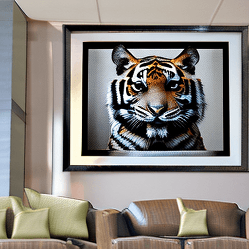AI generated: A living room Tiger Artwork 