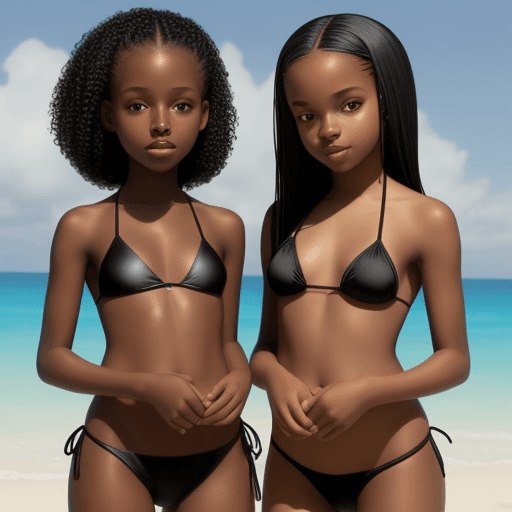 AI generated: two beautiful black girls in bikinis 13 years old
