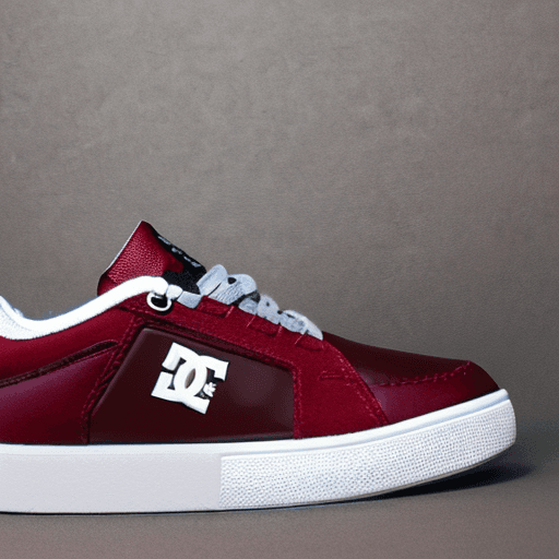 AI generated: a pair of stylish DC Shoes, Court Graffik model, in a striking wine red color. The upper part of the...