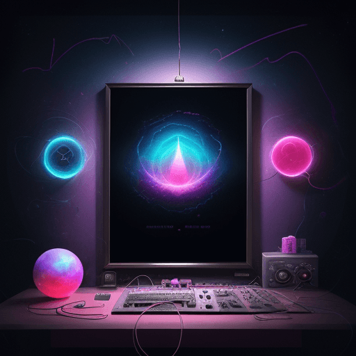AI generated: a poster for a concert with a pink ball, chillwave, trending on artstration, ) ominous vibes, ebay l...