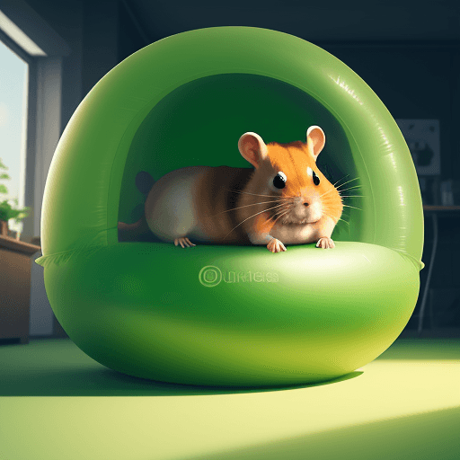 AI generated: ginger hamster sitting and bouncing on an inflatable green space hopper with an angry face on it.
Wa...