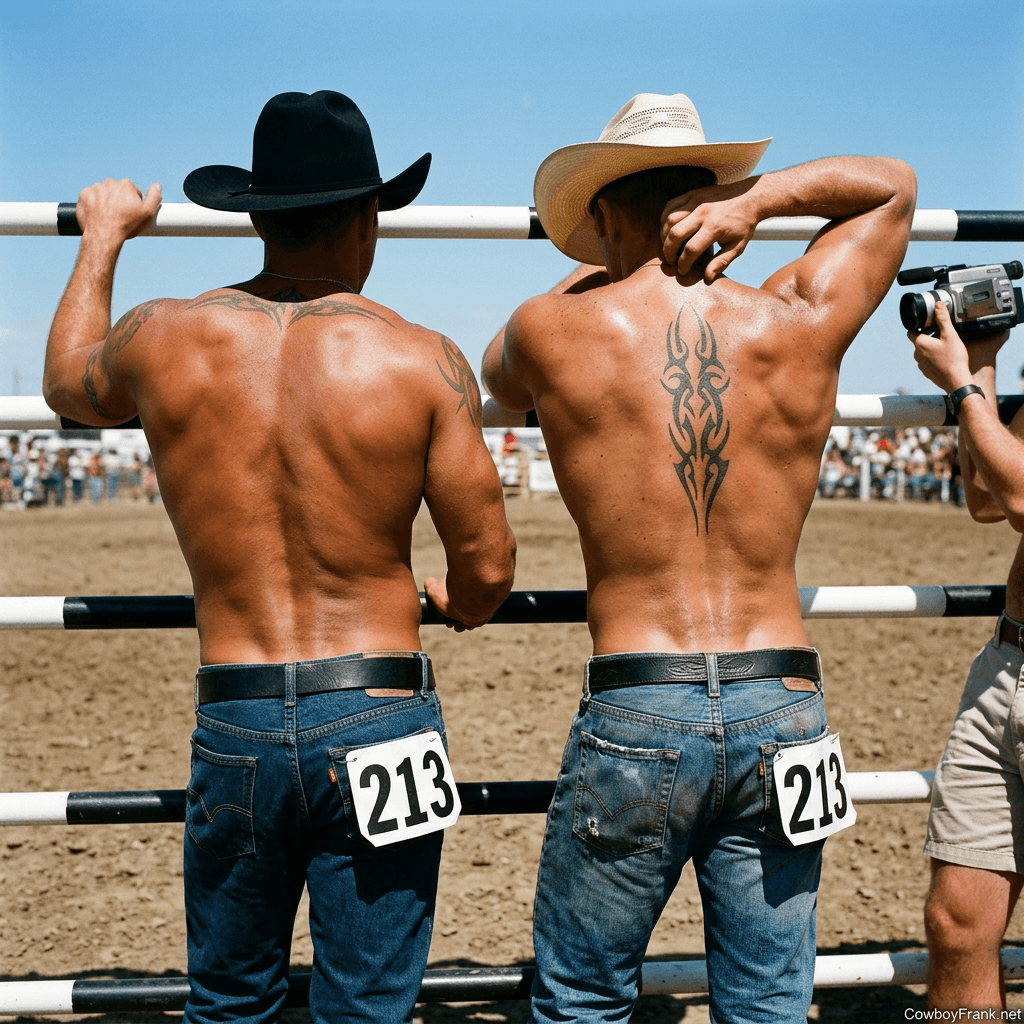 AI generated: Hyper-réaliste photographie documentaire d'un événement de gay rodeo en extérieur, jour ensoleillé s...