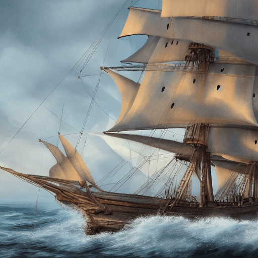 AI generated: Photo of a ultra realistic sailing ship, dramatic light, pale sunrise, cinematic lighting, battered,...