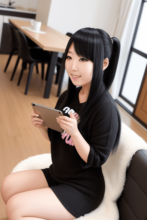 AI generated: [lifestyle photoraphy] photo of a japanese woman 29 years old varied tails hairstyles (black hair, f...
