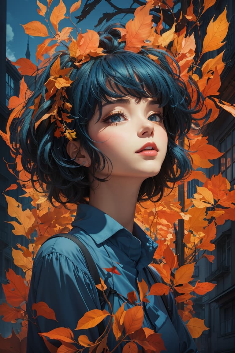 AI generated: a colorful digital artwork of a woman's head and branches, in the style of haunting houses, graceful...