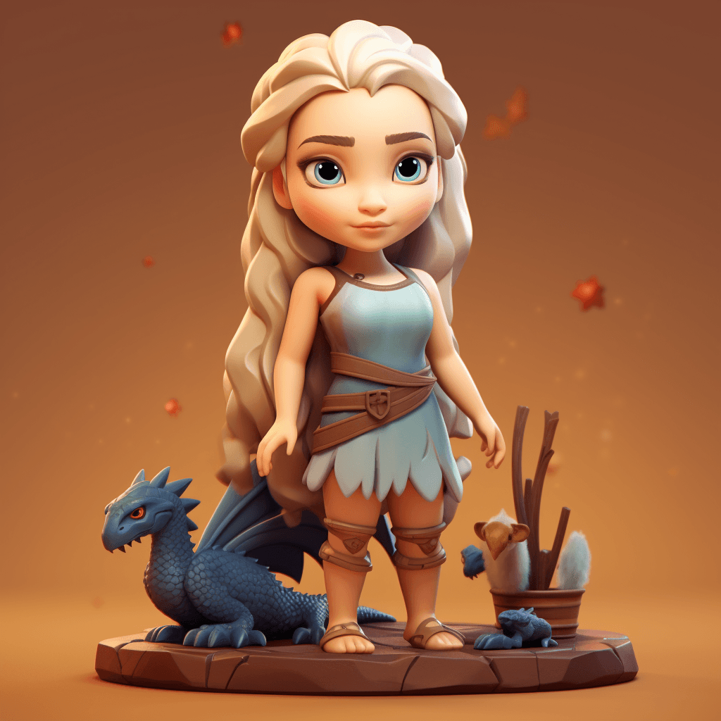 AI generated: daenerys targaryen, isometric, full body, blender 3d, style of artstation and behance, Disney Pixar,...