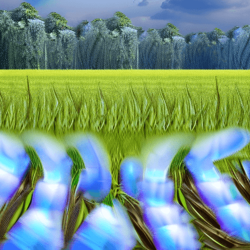 AI generated: Wheat field, a farmer uncle with a straw hat standing in a wheat field, big clouds, blue sky, rice f...