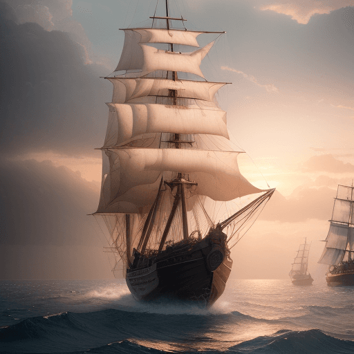 AI generated: Photo of a ultra realistic sailing ship, dramatic light, pale sunrise, cinematic lighting, battered,...