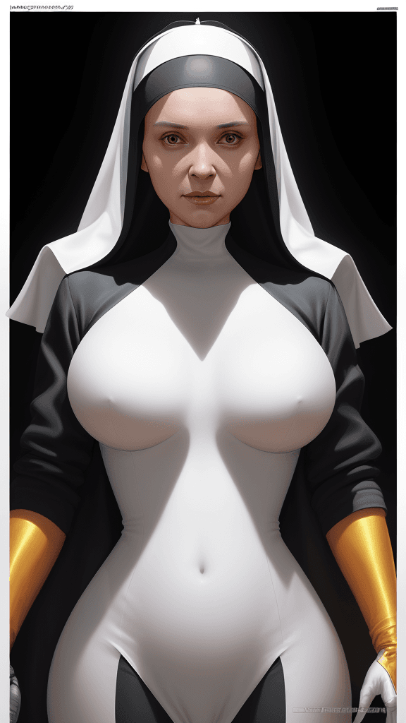 AI generated: best 4d quality,ultra-detailed,realistic,vivid colors,studio lighting,sharp focus,Overlay nun poster...