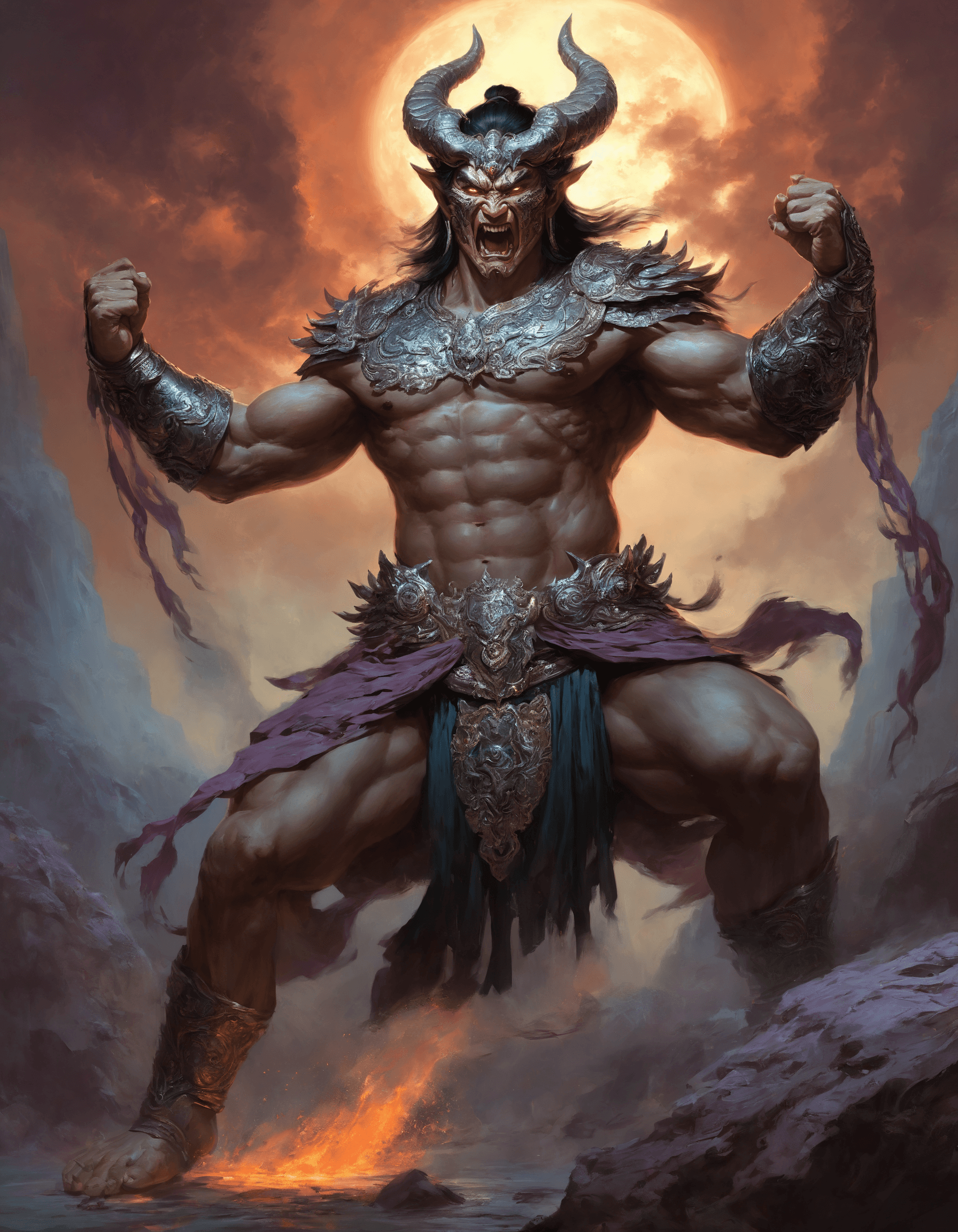 AI generated: Renaissance style ethereal fantasy concept art of concept art (demons and devils) swirling in this h...